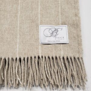 Bronte by Moon Merino Lambswool Pinstripe Beige Throw Blanket